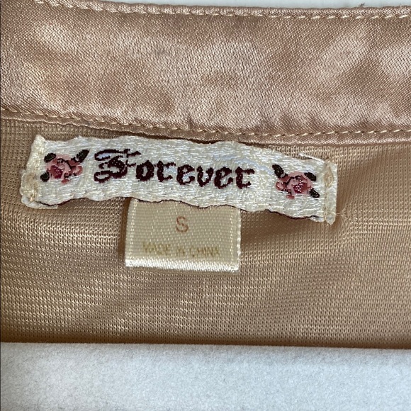 Tan Champagne Puff Sleeve Embellished Babydoll Top Dress - Picture 3 of 7